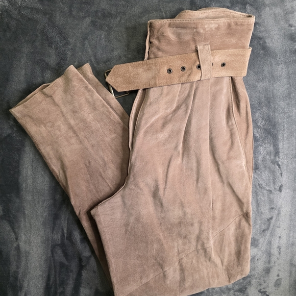 Wilsons Leather Pants - Vintage Wilsons Leather Women's Brown Suede Trousers